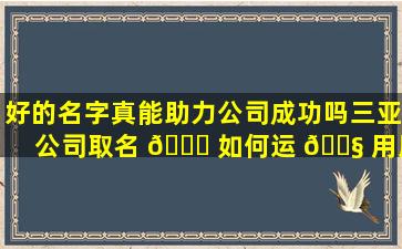 好的名字真能助力公司成功吗三亚公司取名 🐟 如何运 🐧 用周易